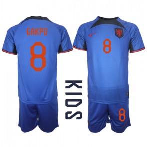 Netherlands Cody Gakpo #8 Replica Away Stadium Kit for Kids World Cup 2022 Short Sleeve (+ pants)